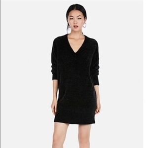 NWT Express V-Neck Sweater Dress Black-Medium